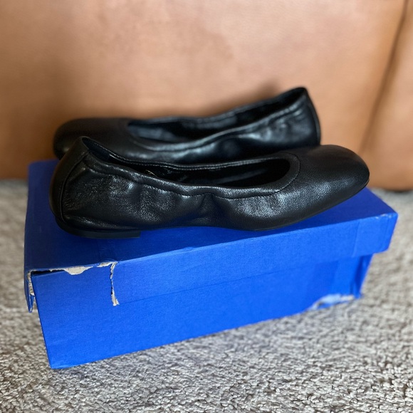 STUART WEITZMAN Bardot Nappa Leather Ballet FLats, Black, 7B (Run Narrow!) - Picture 4 of 8